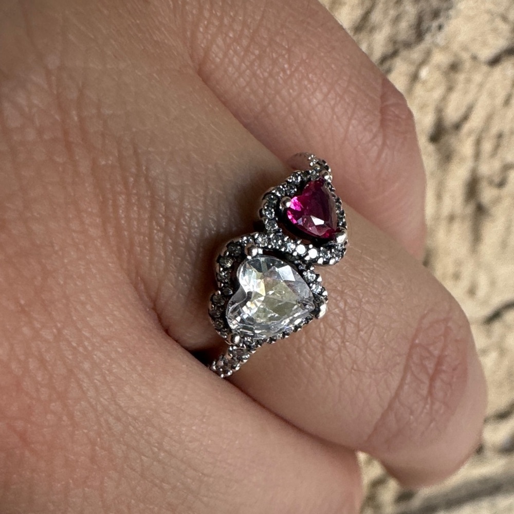 Halo Heart Ring Sterling Silver Size 9 perfect for Valentines - Picture 2 of 11
